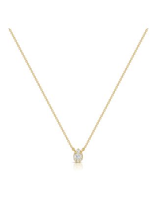 .17CT BAGUETTES AND ROUND DIAMOND PEAR PENDANT NECKLACE