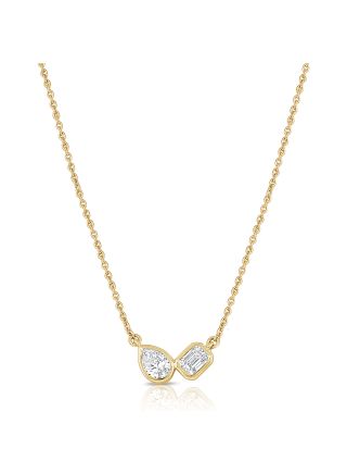 .41CT EMERALD AND PEAR SHAPE DIAMOND PENDANT NECKLACE