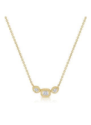 0.41CT PEAR SHAPE AND EMERALD SHAPE DIAMOND BEZEL NECKLACE