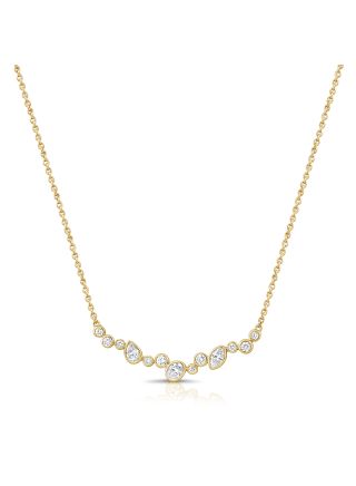 0.90CT MARQUISE SHAPE, OVAL SHAPE, PEAR SHAPE AND ROUND DIAMOND BEZEL SET STATION NECKLACE
