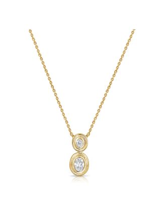0.32CT OVAL SHAPE DIAMOND BEZEL SET PENDANT NECKLACE
