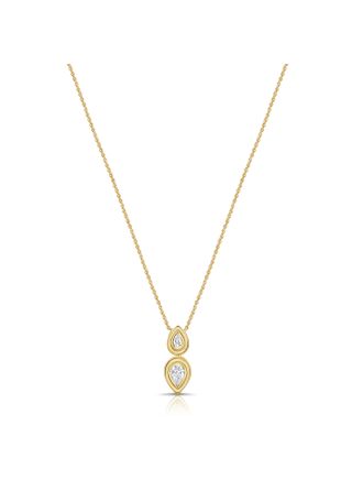 0.29CT PEAR SHAPE DIAMOND BEZEL PENDANT NECKLACE
