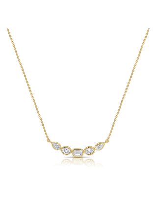 0.68CT PEAR SHAPE, OVAL SHAPE AND EMERALD SHAPE DIAMOND BEZEL PENDANT NECKLACE