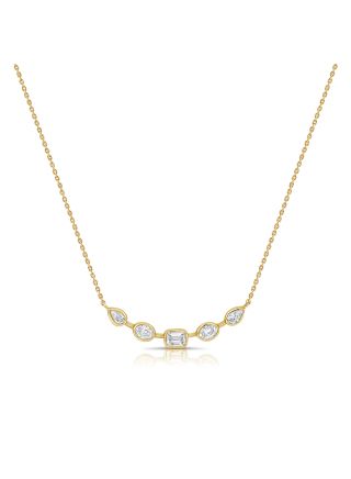 0.69CT PEAR SHAPE, OVAL SHAPE AND EMERALD SHAPE DIAMOND BEZEL PENDANT NECKLACE