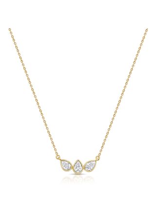 0.48CT PEAR SHAPE DIAMOND BEZEL SET PENDANT NECKLACE