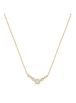 0.48CT OVAL SHAPE, PEAR SHAPE AND ROUND DIAMOND BEZEL SET STATION NECKLACE