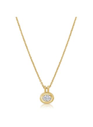 0.50CT OVAL SHAPE DIAMOND BEZEL SET SOLITAIRE PENDANT NECKLACE