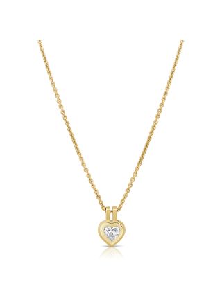0.50CT HEART SHAPE DIAMOND BEZEL SET SOLITAIRE PENDANT NECKLACE
