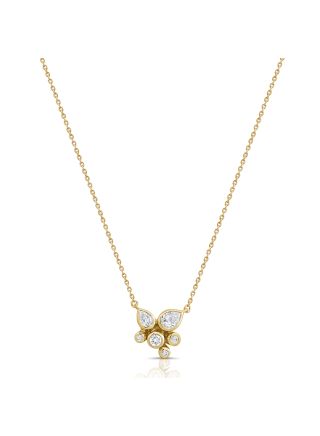 0.40CT PEAR SHAPE AND ROUND DIAMOND BEZEL SET PENDANT NECKLACE
