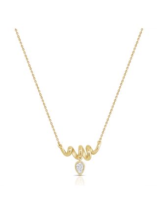 0.30CT PEAR SHAPE DIAMOND SOLITAIRE BEZEL SET PENDANT NECKLACE