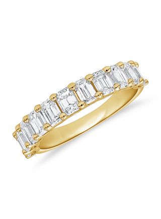 2.22CT EMERALD SHAPE DIAMOND HALFWAY RING