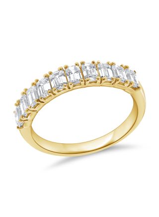 1.28CT EMERALD SHAPE DIAMOND HALFWAY RING