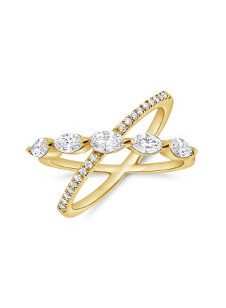 .83CT MARQUISE AND ROUND SHAPE DIAMOND CROSSOVER RING