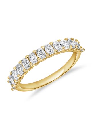 1.14CT EMERALD SHAPE DIAMOND HALFWAY RING