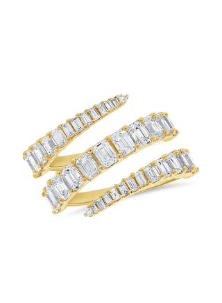 2.99CT EMERALD SHAPE , BAGUETTES AND DIAMOND WRAP RING