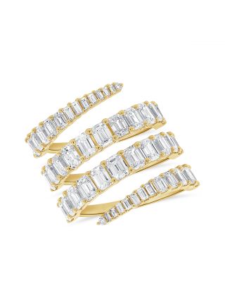 4.65CT EMERALD SHAPE , BAGUETTES AND DIAMOND WRAP RING