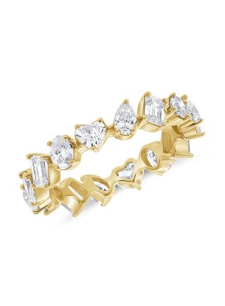 1.74CT EMERALD SHAPE, HEART SHAPE, PEAR SHAPE AND ROUND DIAMOND ETERNITY RING