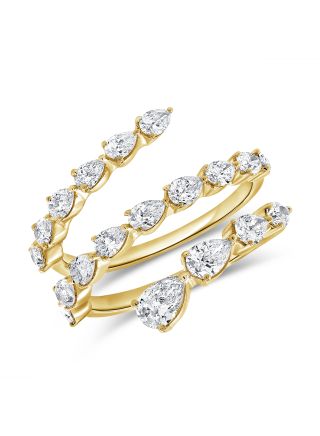 1.45CT PEAR SHAPE DIAMOND THREE ROW WRAP RING