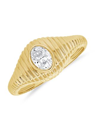 0.40CT OVAL SHAPE DIAMOND SOLITAIRE GYPSY RING