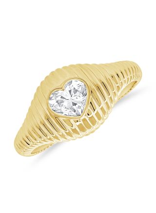 0.40CT HEART SHAPE DIAMOND SOLITAIRE FLUTED RING