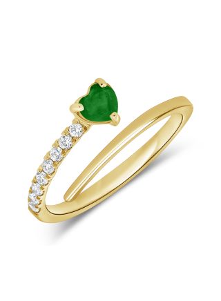 0.43CT EMERALD AND ROUND DIAMOND WRAP RING