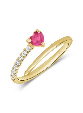 0.43CT PINK SAPPHIRE AND ROUND DIAMOND WRAP RING