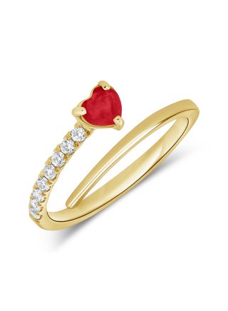 0.43CT RUBY AND ROUND DIAMOND WRAP RING