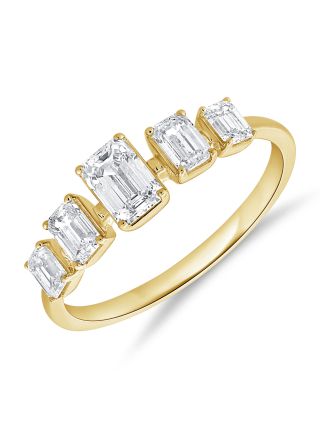 1.03CT EMERALD SHAPE DIAMOND FIVE STONE RING