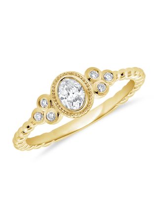 0.27CT OVAL SHAPE AND ROUND DIAMOND BEZEL BALL RING