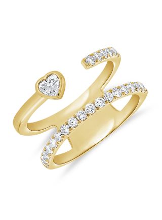.56CT HEART AND ROUND SHAPE DIAMOND BEZEL WRAP RING