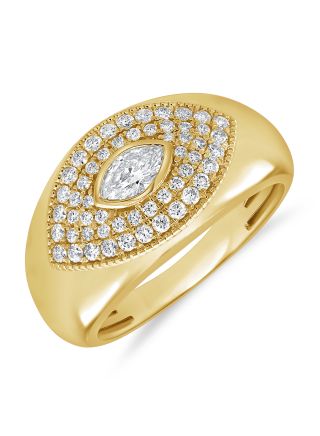 0.61CT DIAMOND MARQUISE DIAMOND EVIL EYE RING