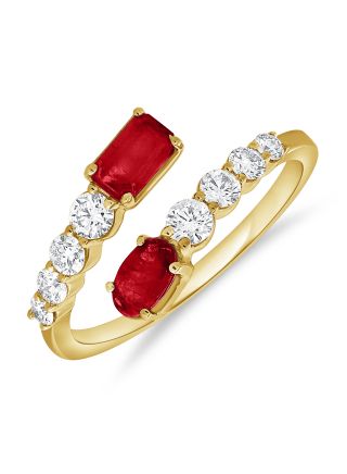1.17CT RUBY AND ROUND DIAMOND WRAP RING