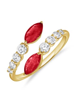 1.28CT RUBY AND ROUND DIAMOND WRAP RING
