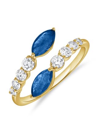 1.28CT SAPPHIRE AND ROUND DIAMOND WRAP RING