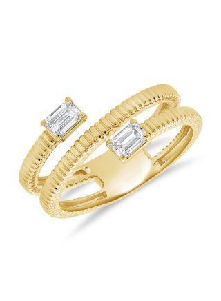 .39CT EMERALD SHAPE DIAMOND FLUTED WRAP RING