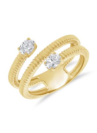 0.40CT OVAL SHAPE DIAMOND FLUTED WRAP RING