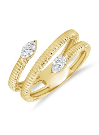 0.36CT MARQUISE SHAPE DIAMOND FLUTED WRAP RING