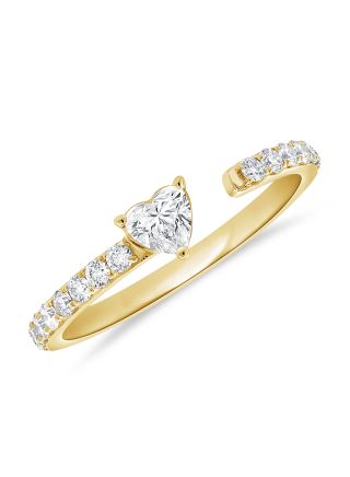 0.49CT HEART SHAPE AND ROUND DIAMOND WRAP RING