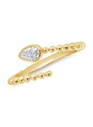 0.19CT PEAR SHAPE DIAMOND BALL WRAP RING