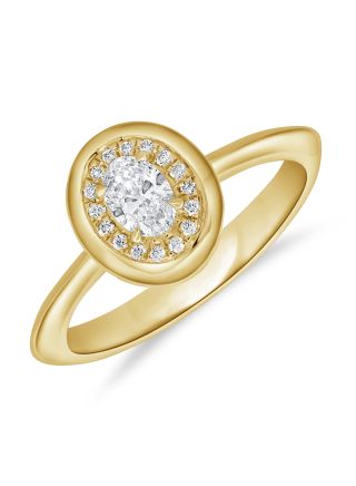 0.36CT OVAL SHAPE AND ROUND DIAMOND ILLUSION RING