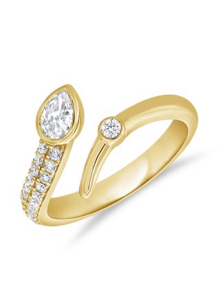 0.49CT PEAR SHAPE AND ROUND DIAMOND SNAKE WRAP RING