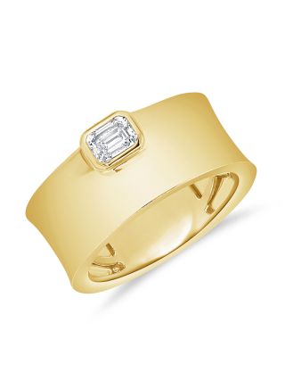 0.30CT EMERALD SHAPE DIAMOND SOLITAIRE CIGAR RING
