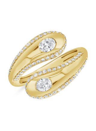 0.87CT OVAL SHAPE AND ROUND DIAMOND BEZEL SET WRAP RING