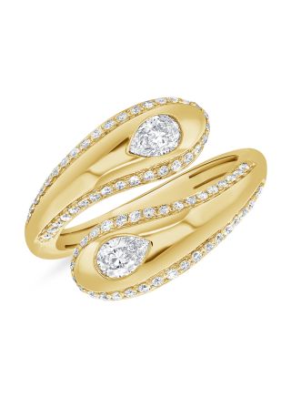 0.88CT PEAR SHAPE AND ROUND DIAMOND BEZEL SET WRAP RING