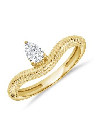 .26CT PEAR SHAPE DIAMOND SOLITAIRE FLUTED RING