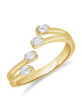 0.40CT EMERALD SHAPE DIAMOND WRAP RING
