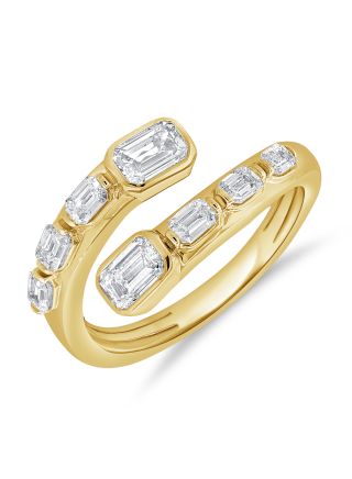 1.23CT EMERALD SHAPE DIAMOND BEZEL SET WRAP RING