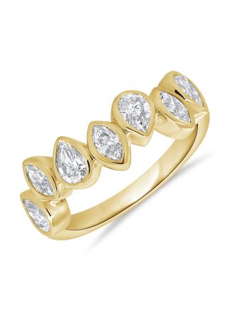 0.91CT PEAR AND MARQUISE SHAPE DIAMOND BEZEL RING