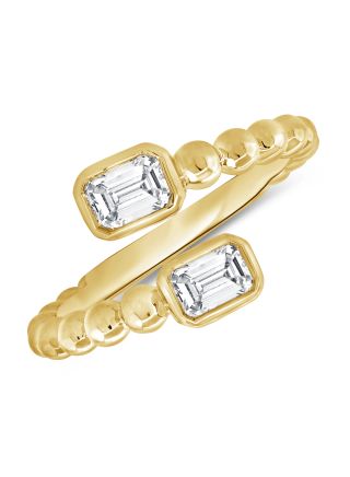 0.68CT EMERALD SHAPE DIAMOND BEZEL SET WRAP RING