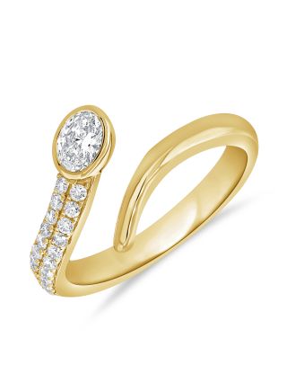 0.45CT OVAL SHAPE AND ROUND DIAMOND WRAP RING